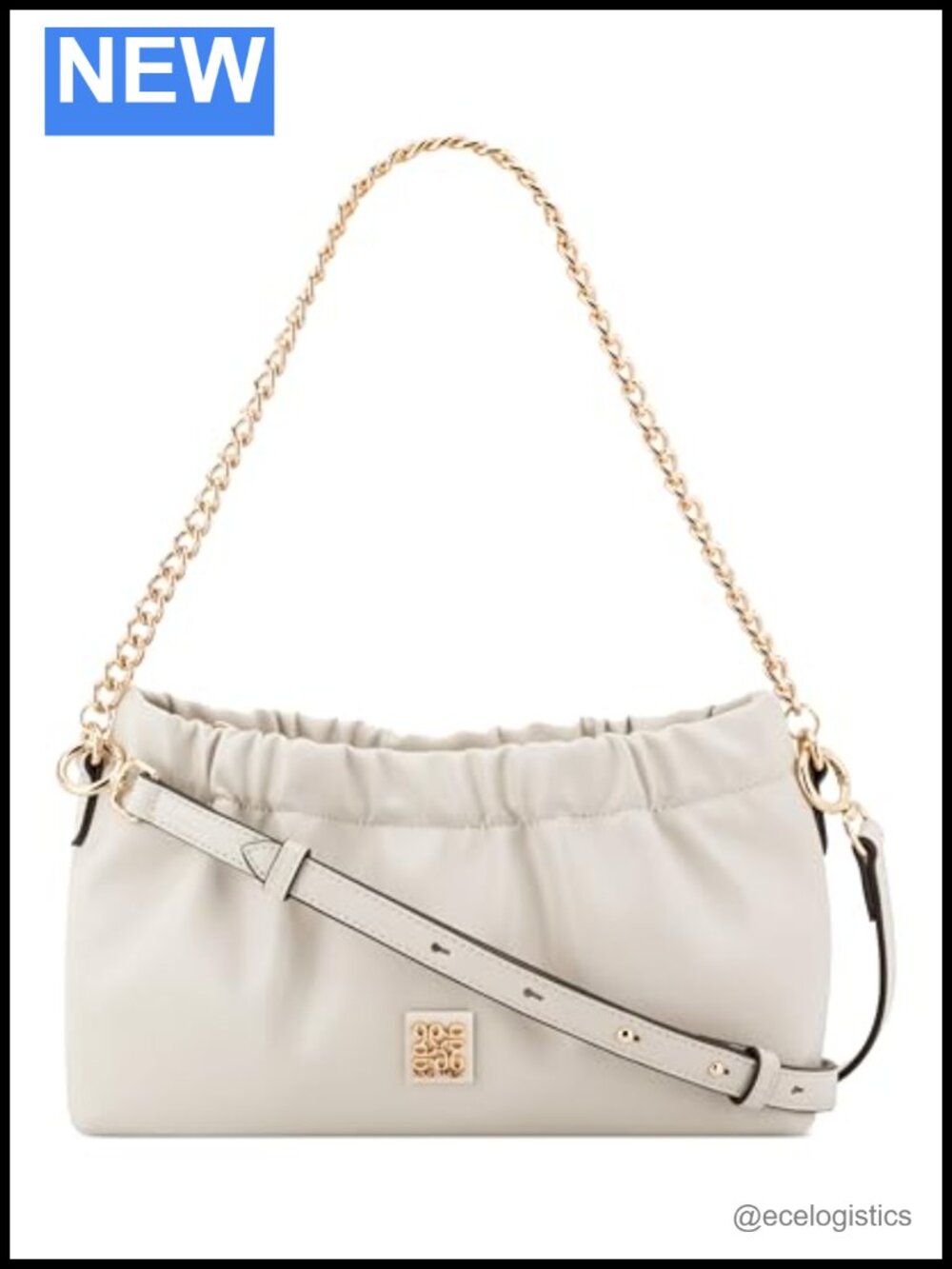 Convertible Satchel Handbag with Chain Strap - Faux Leather